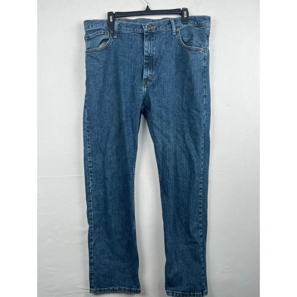 Wrangler Mens Regular Fit Stretch Blue Denim Jeans 38x30 9WRGAMS Medium Wash